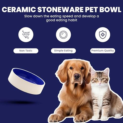 SPOT Standard Crock Dish - Heavy Duty, Non-Slip, Round Ceramic Food/Water Bowl for Pets, Ideal for Medium to Large Dogs or Multiple Animals, Dishwasher Safe - 9.5 in, 8 Cups, (64 Oz)(Pack of 6) - size: 9.5" (Pack of 6)