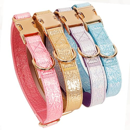 Glare Hot Pink Dog Collar Leather and Nylon Double Layer Thickened Design Adjustable Durable Heavy Duty Dog Collars with Quick Release Metal Buckle for Small Medium Large Dogs M,Neck 12.6-19.3" - color: Pink, size: M-(neck adjustable 12.6-19.3" width 0.98