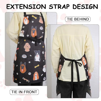 Dog Grooming Waterproof Apron with 2 Pockets, Cute Animals Puppy Dog Pets Apron - style: Various Pet Dogs