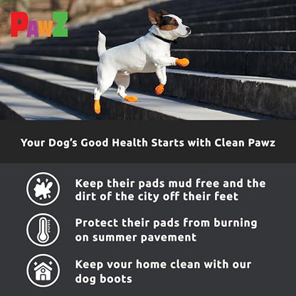 PawZ Rubber Dog Boots for Small Paws - All-Weather Waterproof Dog Shoes, Anti-Slip Traction for Rain, Snow, Mud & Hot Pavement - Pull-On Dog Booties, Black - X-Small (1.5"-2") - Pack of 12 - size: XS