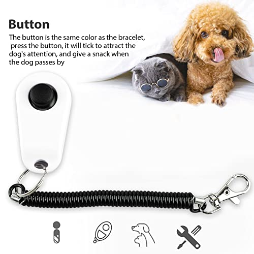 Dog Training Clicker, ABS Material Clicker with Black Long Wrist Strap and Ring, Universal for Dogs and Cats (White) - color: White