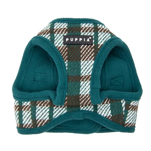 Puppia Festive Vest Dog Harness Step-in Warm Winter Checkered Pattern for Small and Medium Dog, Green, Small - color: Green, size: Small