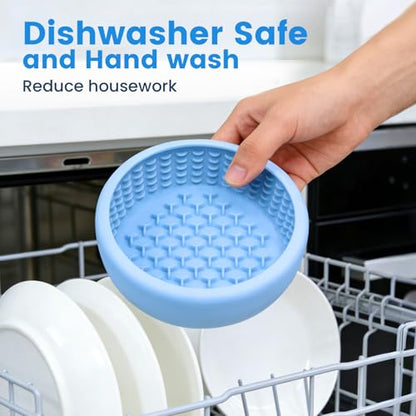 Dog Lick Bowl,Freezeable Anxiety Relief Non-Slip Silicone Treat Bowl,Durable Anti-Choking Long-Lasting Enrichment Slow Feeder Licking Mat for Small Medium Breed, BPA Free Silicone Dishwasher Safe - color: light blue, size: S