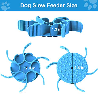 Anipaw Dog Slow Feeder Bowls Silicone Spiral Pet Food Feeder Insert to Slow Down Eating for Large Medium Small Breed Dogs Perfect with Stainless Steel Glass Ceramic Pet Bowls (Blue) - color: Blue