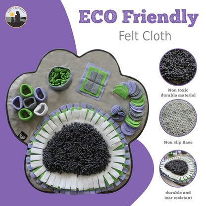 Paw Shaped Snuffle mat 29"x29" for Small, Medium, Big Size Dogs, Cats; Interactive Slow Feeding Sniffing mat for Mental Stimulation, Puzzle Toy for Encourages Natural Foraging Skills