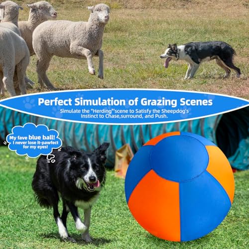 18" Herding Ball for Dogs - Upgraded Chew-Resistant Double-Layer Material Durable Waterproof Dog Toy Suitable for Herding Breeds to Push, Chase & Roll, Pet Training Toy for Australian Shepherd