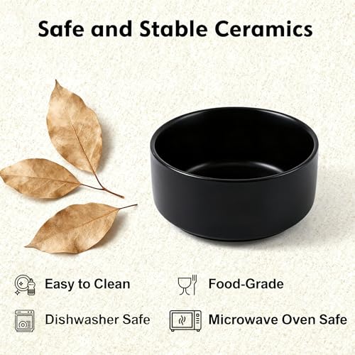 Elevated/Raised Ceramic Dog Bowl with Bamboo Stand,8 inch 7.6 Cups Non-Slip Heavy-Weighted Single Pet Dish, Reduces Neck Strain Black - color: Black, size: 7.6Cups - Large