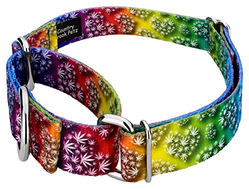 Country Brook Petz - Groovy Ganja Martingale Dog Collar Limited Edition - Groovy Collection Featuring Far Out Designs (1/2 Inch, 2XS) - color: Groovy Ganja, size: 2XS (Pack of 1)
