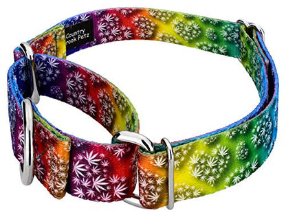 Country Brook Petz - Groovy Ganja Martingale Dog Collar Limited Edition - Groovy Collection Featuring Far Out Designs (1/2 Inch, Extra Small) - color: Groovy Ganja, size: Extra Small (Pack of 1)