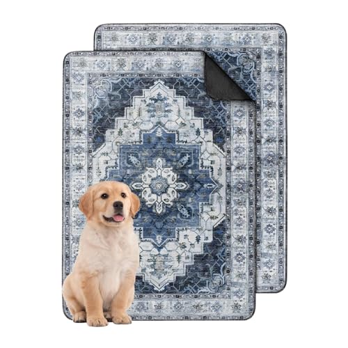 Washable Pee Pads for Dogs 2 Pack, Absorbent Reusable Puppy Pads Waterproof, Leakproof & Non-Slip Whelping Pad, Potty Training Pads for Dogs Playpen Mat 24x36 - color: E Blue, size: 24"x36"(2 Pack)
