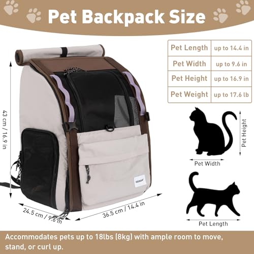 ETIAL Pet Carrier Backpack for Cats and Small Dogs, Bubble Backpack with Front Expandable Lounge, Airline Approved Comfortable Ventilated Travel Carrier for Pets Up to 18lbs (Light Grey)
