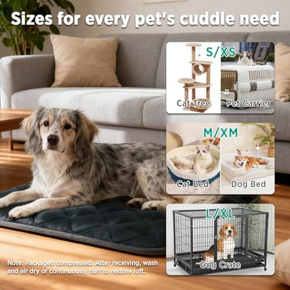 furrybaby Dog Bed Mat Flat Crate Mat with Anti-Slip Bottom Machine Washable Pet Kennel Pad for Dog Sleeping (M 30x19'', Grey Mat) - size: 30.0"L x 19.0"W x 0.7"Th