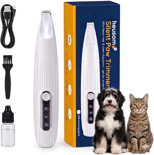 Silent Pet Paw Trimmer | Cordless Shaver for Dogs, Cats, Big & Small Animals with Light | Rechargeable Home and Salon Grooming Tool for Paws, Face, Ears, Butt