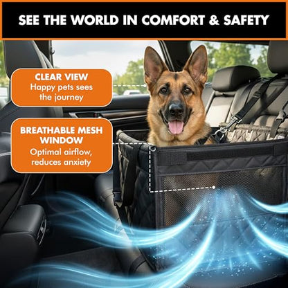 Half Hammock Dog Seat Cover for Back Seat - Waterproof Half Backseat Dog Cover, Space Saving Split Seat Design, Universal Fit & Heavy Duty Pet Restraint - color: Black Large