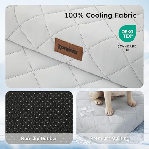 ZOMISIA Orthopedic Cooling Dog Beds Large Sized Dog, Q-Max>0.5 Cooling Mat with Removable Washable Cover, Breathable Egg Crate Foam Non-Slip Summer Pad for for Furry Pets Outdoor, 35x22 Inch, Grey - size: 35x22"(L-Crate)