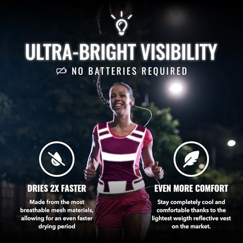 Mesh Reflective Running Vest with Inside Pocket & 2 Bands, High Visibility - color: Pink, size: Large