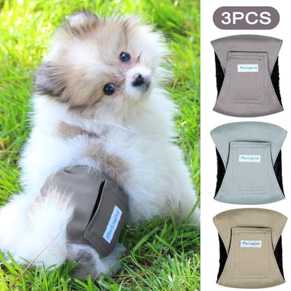 Paw Legend Washable Dogs Diapers Male Dog Belly Bands for Male Dogs Diapers Reusable Puppy & Doggie Diapers Male - color: Purple Grey, Green, Brown, size: X-Small