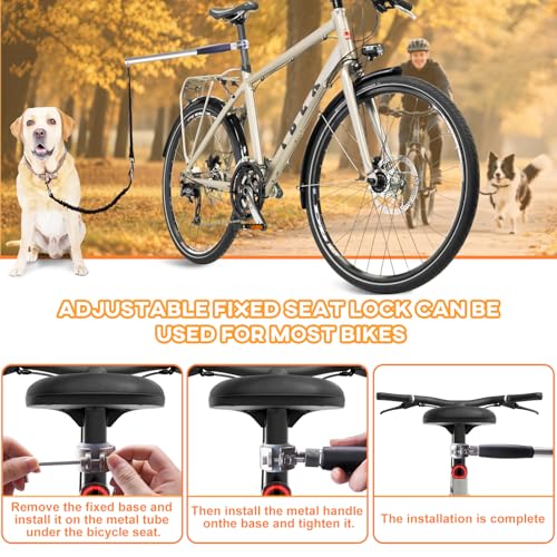 Hands Free Dog Bike Leash - Heavy Duty Bicycle Attachment with Quick Connect & Buffer Rope, Fit Leash for Medium Large Dogs - Cycling, Jogging, Outdoor Exercise (Black)