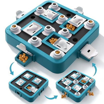 Aluckmao Dog Puzzle Toy Large Size - Adjustable Levels Food & Treat Game | Beginner to Advanced Difficulty for All Breeds, Brain Stimulation, Mental Enrichment, Interactive Feeding, Green