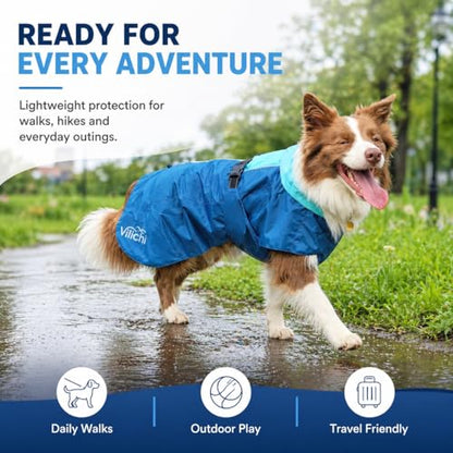 Dog Raincoat Waterproof Reflective, Lightweight Dog Rain Jacket with Hood, Adjustable Pet Rain Coat for Small Medium Large Dogs, Windproof & Packable with Storage Bag (Small) - size: Small up to 16'' back length
