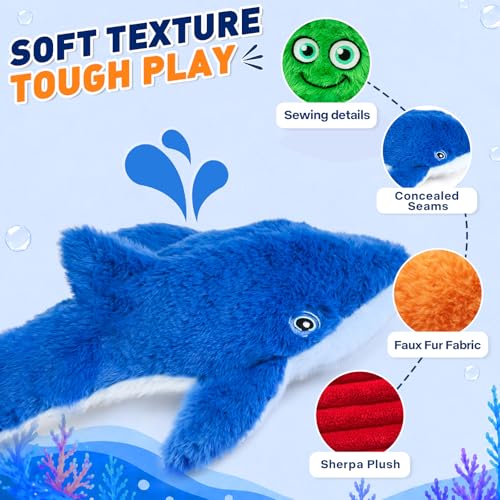 No Stuffing Squeaky Crinkle Dog Toys, 5-Pack Ocean Animal Plush Set | For puppies and small, medium & large dogs | full-body crinkle and squeaker in every toy | easy to carry, toss and shake - color: Ocean