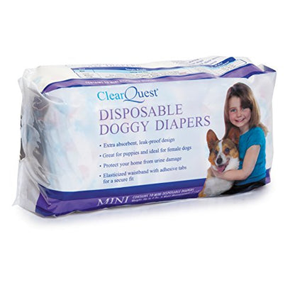 ClearQuest Disposable Doggy Diapers, Super Absorbent Leak-Proof Pet Diapers - size: Mini