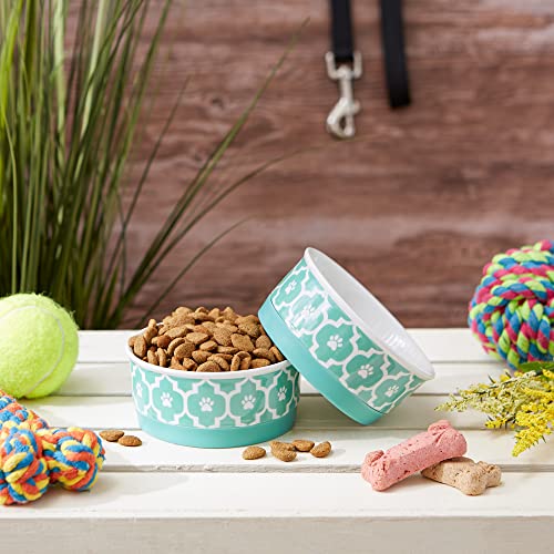 Bone Dry Lattice Collection Pet Bowl & Canister, Small Set, 4.25x2", Aqua, 2 Count - color: Aqua, size: Small Set, 4.25x2"