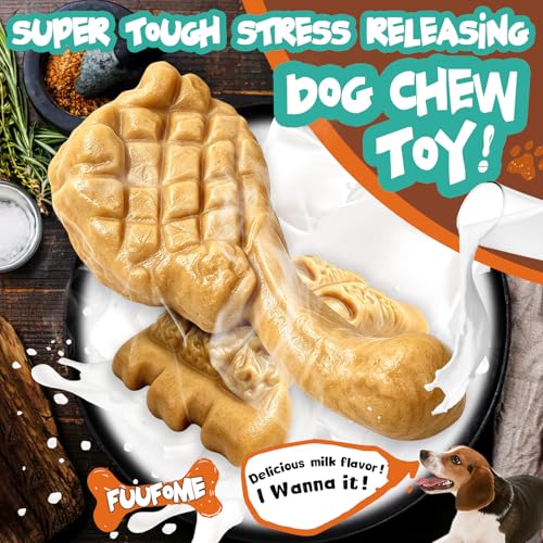 Dog Chew Toys for Aggressive Chewers， Indestructible Dog Toy for Large Dogs | Aggressive Chewers, Indestructible, Large Breed Dogs, Tough Nylon Teething Toy - color: Yellow