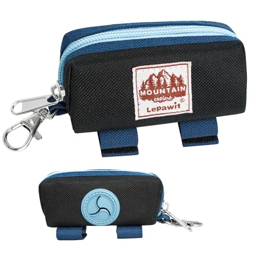Dog Poop Bag Holder Zippered Pouch, Portable Dog Poop Bag Dispenser with 1 Metal Clip, Fashion Color Matching Canvas Waste Bag Holder for Leashes - Black - color: Black