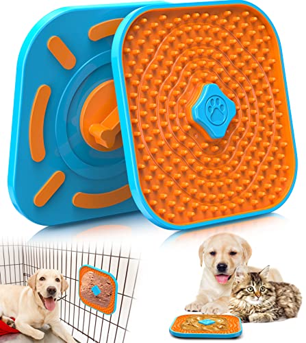 Lick Mats for Dogs, Dog Cage Training Licking Mat for Dogs, Multipurpose Lick Pads for Boredom and Reduce Dog Anxiety, Slow Feeding Pads for Dogs and Cats - color: Orange, size: 1 piece