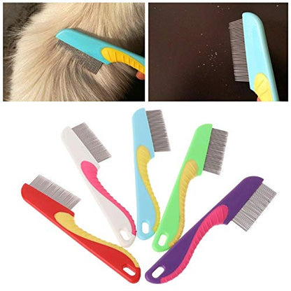 Pet Comb Cat Comb Dense Teeth Massage Clean Hair Stainless Steel Animal Grooming Brushes 5Pcs