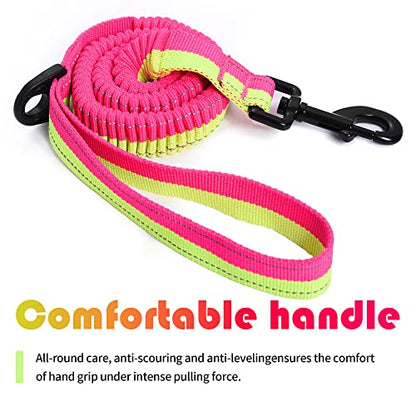 Mile High Life | Bungee Dog Leash | Gentle Pull Training Lead | Soft Comfort Texture | 3-5 Feet | for Dogs/Cats Under 20 lb (Lime/Pink) - color: 3-5 feet-Lime/Pink