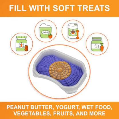 Neater Pets Neat-LIK Dog Lick Mat w/Mess-Proof Tray, Lick Mat for Dogs, Cats, Puppy, Reduces Anxiety & Boredom, Peanut Butter Slow Feeder, Interactive Treat Licking Pad (Purple/Vanilla Bean) - color: Purple Mat w/ Vanilla Bean Tray