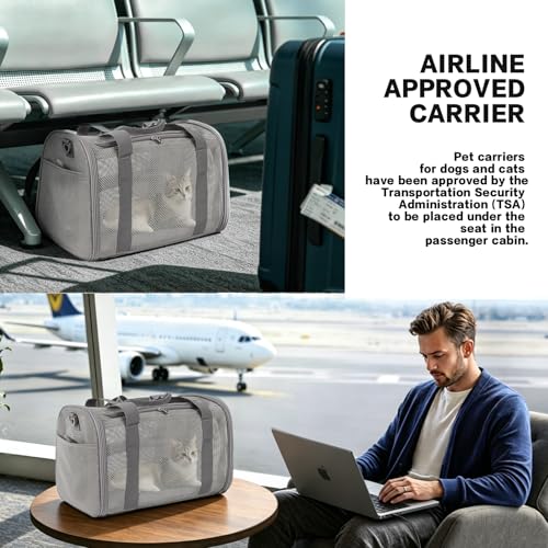 Cat Carrier, Soft-Sided Pet Carrier Bag, Breathable Mesh, Black (Grey, 17 * 11 * 11) - color: grey, size: 17.0"L x 11.0"W x 11.0"H