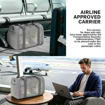 Cat Carrier, Soft-Sided Pet Carrier Bag, Breathable Mesh, Black (Grey, 17 * 11 * 11) - color: grey, size: 17.0"L x 11.0"W x 11.0"H