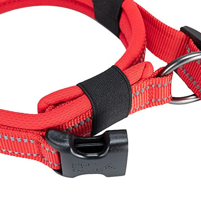EXCELLENT ELITE SPANKER Reflective Dog Collar Classic Soft Padded Breathable Nylon Adjustable Pet Collar with Quick Release Buckle for Boy Girl Male Female Small Medium Large Dogs Training(Red-S) - color: Red, size: S