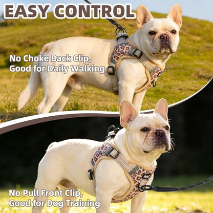 PUPTECK Dog Harness Small Sized Dog, Step in Adjustable Reflective Dog Vest Harness Escape Proof, No Pull Soft Padded Harness Easy Control, Brown Leopard, M - color: Brown(Leopard), size: M (CHEST: 14.5"-20")