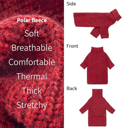 Fitwarm Knitted Turtleneck Dog Sweater, Thermal Dog Winter Clothes for Small Dogs Boy Girl, Holiday Pet Outfit, Heather Dark Red, Small - color: Burgundy Red, size: Small
