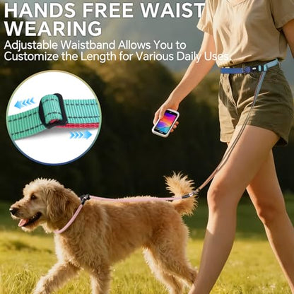 QQPETS Adjustable Slip Lead Dog Leash, Hands Free Waist Leash for Dog Walking, Reflective Training Lead with 360° Swivel Anti-Tangle, 4-7 ft Length for All Breeds - color: Rainbow colors