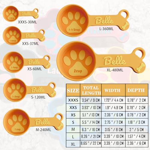 ubjva Personalized Dog Food Scoop Custom Cat Food Measuring Cup with Name Pet Accessories Gifts for Pet Lover - color: Round Paws