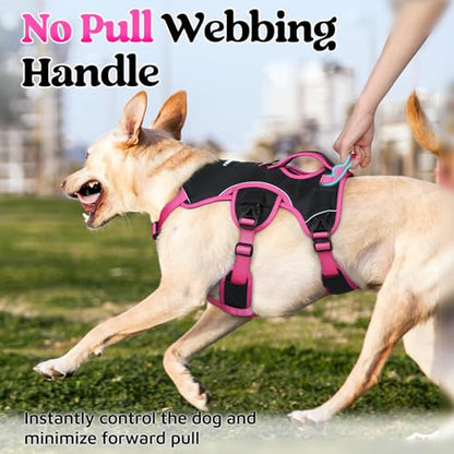 rabbitgoo Escape Proof Dog Harness Medium, Soft Padded Full Body Pet Harness, Reflective Adjustable No Pull Vest with Lift Handle and Leash Clip for Walking Hiking Training, Pink & Black, M - color: Pink & Black, size: Medium (Pack of 1)