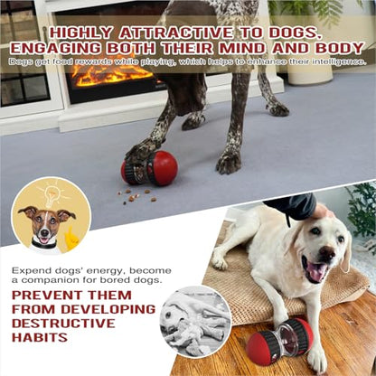 BSISUERM Dog Food Dispensing Puzzle Toy Adjustable Treat Dispenser Slow Feeder Pet Interactive Chase Toy Dog Enrichment Ball for Medium Large Dogs to Keep Them Busy, Extra Large - color: Red - Single - XL