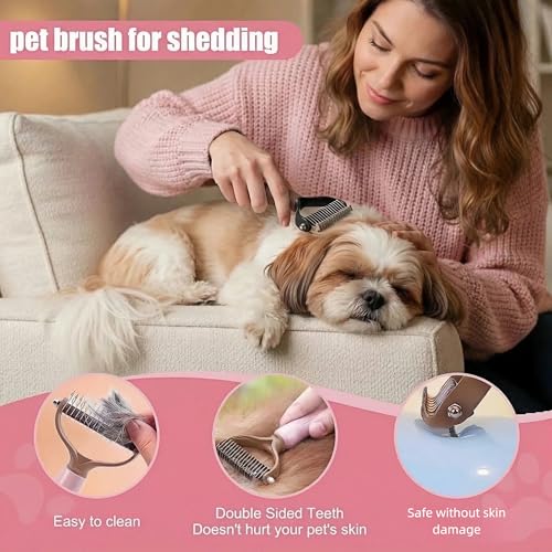 19PCS Dog Bath Kit & Dog Brush Kit for Dogs & Cats - Professional Pet Grooming Tools Set with Shedding Brush, Bath Scrubber, Dematting Comb & Storage Bag - Complete Dog Washing Essentials, Pink - color: 19PCS-Pink