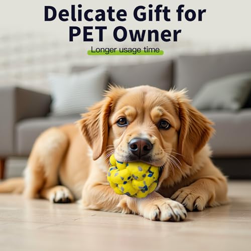 Moonorange Upgrade Dog Balls Interactive Toys for Aggressive Chewers, Indestructible Tennis Durable Bouncy for Fetch Game, Lightweight Floating, Yellow - color: Yellow-Yarnball