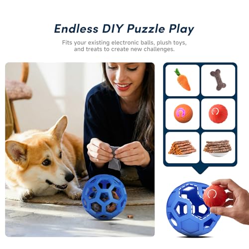 Unique Interactive Dog Toy with Ball-in-Ball Design, 4X Durable Rubber Outer Shell & Inner Smart Automatic Bouncing Ball to Keep Them Busy, Fetch & Puzzle Toys for Medium, Large High Energy Dogs