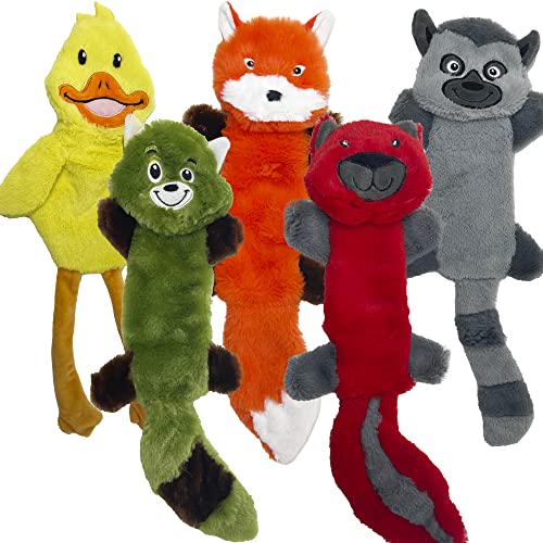 Jalousie 5 Pack Stuffingless Dog Squeaky Toys Dog Toy w/Durable Liner No Stuffing Dog Toy - Dog Toys Crinkle Paper Squeaker Toy for Medium Large Dogs (5 Pack - Color 2 - Squeaky) - color: 5 Pack - Color 2 - Squeaky
