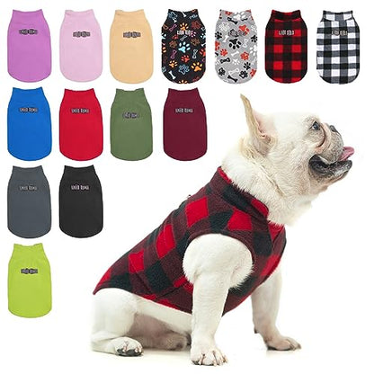 BEAUTYZOO Small Dog Sweater Fleece Vest Winter Jacket, D-Ring Leash Attachment for XS S Puppy Medium Sized Breeds Dogs, Cold Weather Dog Clothes Windproof Keep Warm, Christmas Red Plaid S - color: RED BUFFALO PLAID, size: Small
