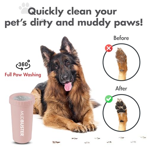 Dexas MudBuster Large Dog Paw Cleaner, Blush, Fits 2.5"-3.5" Wide Paws, Gentle Silicone Bristles for Quick, Easy Cleaning - color: Blush, size: Large without Lid