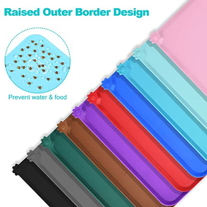 Silicone Waterproof Dog Cat Pet Feeding Mats, Non Slip, Easy Clean Pet Dog Cat Bowl Mats Placemat (18.5" x 11.5") Blue - color: Blue, size: 18.5" x 11.5"