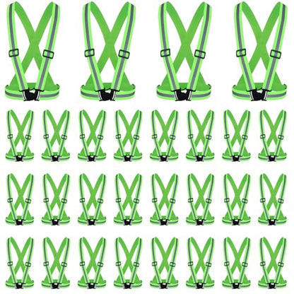 Hercicy 30 Pcs Green Reflective Vest High Visibility Safety Vest Adjustable Straps for Job Site Crew Construction Traffic Control Warehouse Use (Green) - color: Green